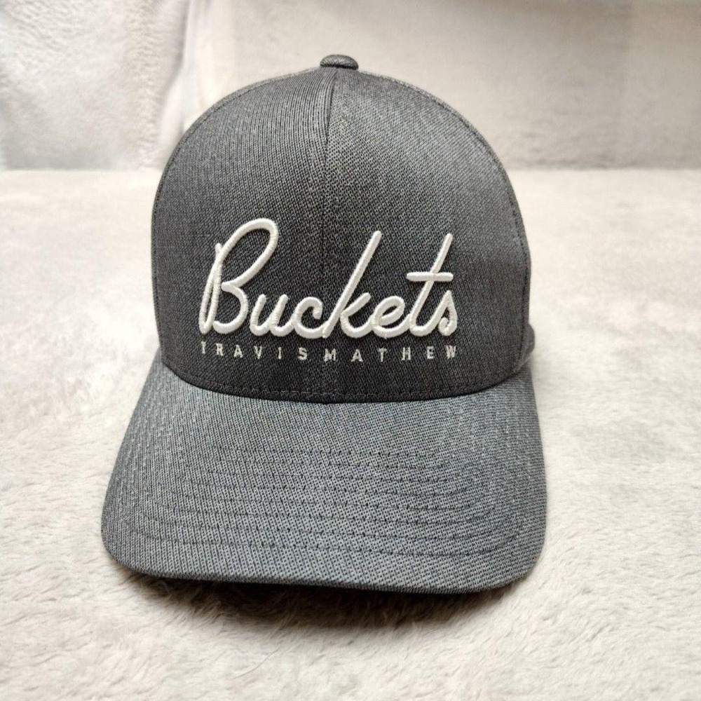 Travis Mathew Hat Cap Snap Back Mens Gray Golf Buckets Cotton Flexfit Adjustable